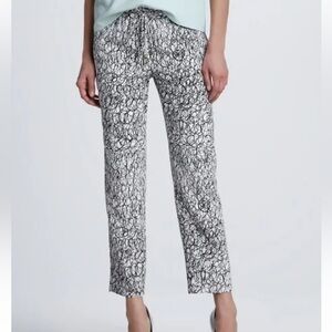 Diane Von Furstenberg BENNETT Silk Printed Pant Scribble Maze Size 4